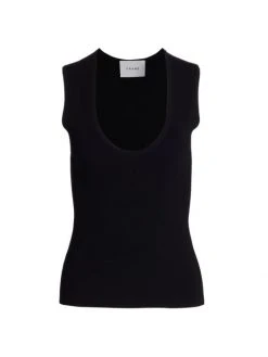 Frame U-Neck Short-Sleeve Top Americano