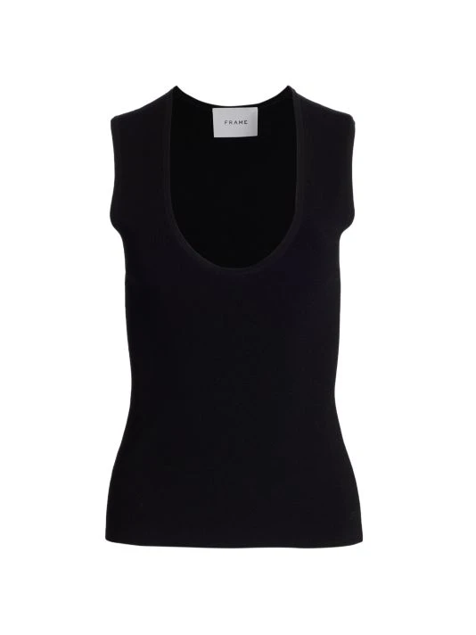 Frame U-Neck Short-Sleeve Top Americano 3 Frame U-Neck Short-Sleeve Top Americano