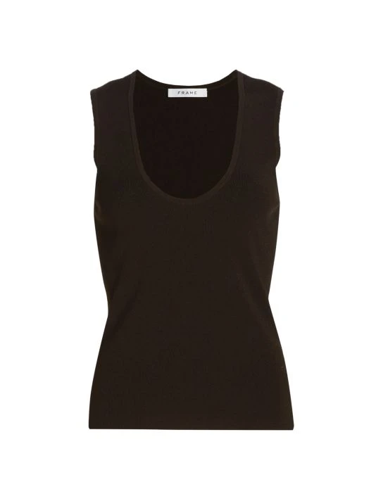 Frame U-Neck Short-Sleeve Top Americano 5 Frame U-Neck Short-Sleeve Top Americano - Image 3
