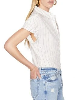 Frame Rolled-Sleeve Stripe Button-Down Top -Frame Sales Store unnamed file 1174
