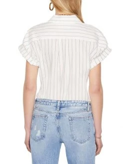 Frame Rolled-Sleeve Stripe Button-Down Top -Frame Sales Store unnamed file 1175