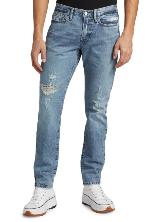 Frame L'Homme Distressed Slim-Fit Jeans For Men 5 Frame L'Homme Distressed Slim-Fit Jeans For Men - Image 3