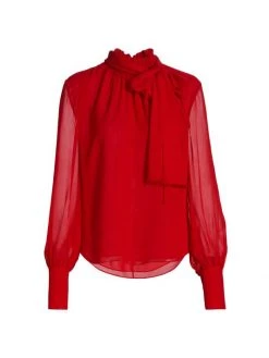 Frame Silk Bow Blouse Noir