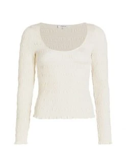 Frame Smocked Knit Cropped Top