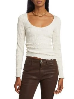 Frame Smocked Knit Cropped Top -Frame Sales Store unnamed file 1312