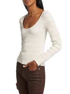 Frame Smocked Knit Cropped Top -Frame Sales Store unnamed file 1313