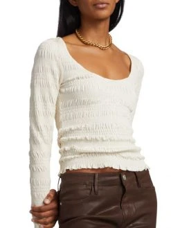 Frame Smocked Knit Cropped Top -Frame Sales Store unnamed file 1315