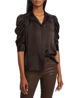 Frame Gillian Ruched Silk Top -Frame Sales Store unnamed file 1358