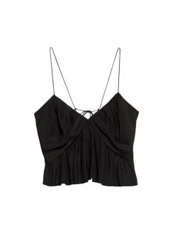 Frame Silk Shirred Flounce Tank Top