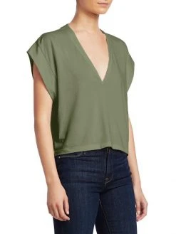 Frame Le High Rise V-Neck Tee Blanc -Frame Sales Store unnamed file 1629