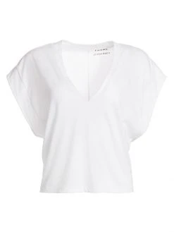 Frame Le High Rise V-Neck Tee Blanc -Frame Sales Store unnamed file 1632