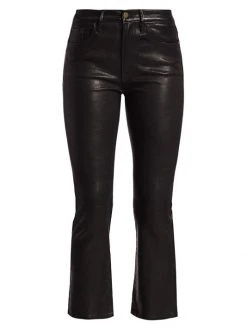 Frame Le Crop High-Rise Mini Bootcut Leather Pants