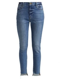 Frame Le High Raw-Hem Stretch Skinny Jeans
