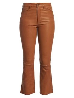 Frame Leather High-Rise Kick Flare Pants