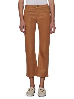 Frame Le Crop Mid-Rise Stretch Coated Mini Boot-Cut Jeans Toasted Almond -Frame Sales Store unnamed file 1765