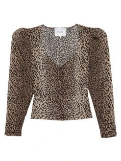 Frame Silk Animal Print Blouse