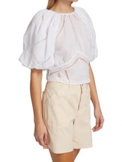 Frame Inset Lace Puff-Sleeve Top -Frame Sales Store unnamed file 2006