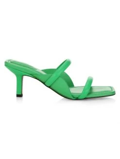 Frame Le Carlotta Leather Mules Grass Green