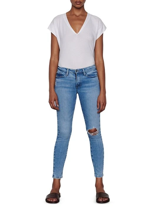 Frame Le Skinny De Jeanne Distressed Stretch Skinny Ankle Jeans 4 Frame Le Skinny De Jeanne Distressed Stretch Skinny Ankle Jeans - Image 2