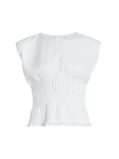 Frame Smocked Short Sleeve Top