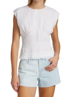 Frame Smocked Short Sleeve Top -Frame Sales Store unnamed file 2228