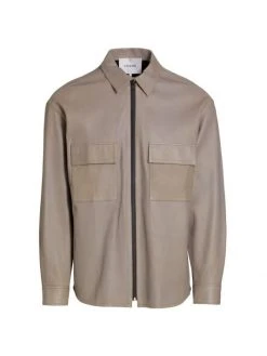 Frame Bonded Leather Overshirt For Men