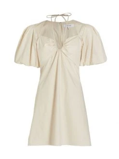 Frame Tie-Neck & Puff-Sleeve Minidress