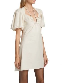 Frame Tie-Neck & Puff-Sleeve Minidress -Frame Sales Store unnamed file 2319