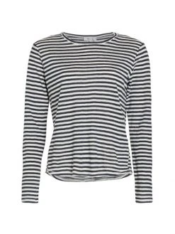 Frame Easy Striped Long-Sleeve Crew Top