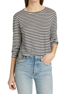 Frame Easy Striped Long-Sleeve Crew Top -Frame Sales Store unnamed file 2430