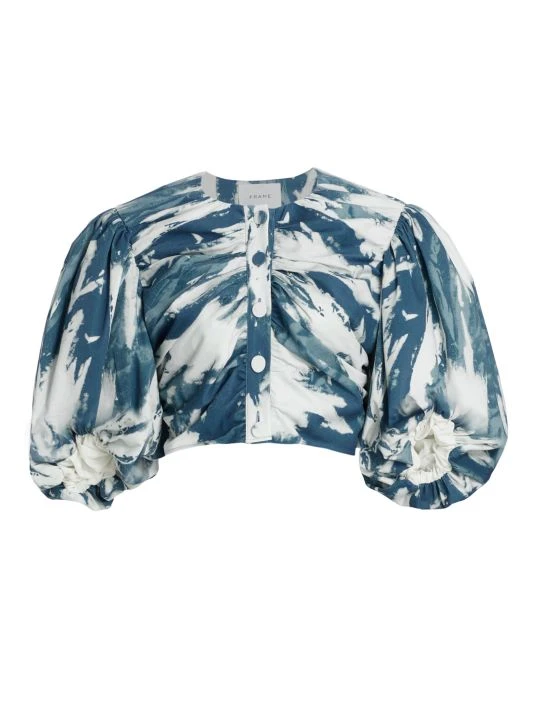 Frame Ruched Puff-Sleeve Crop Top 3 Frame Ruched Puff-Sleeve Crop Top