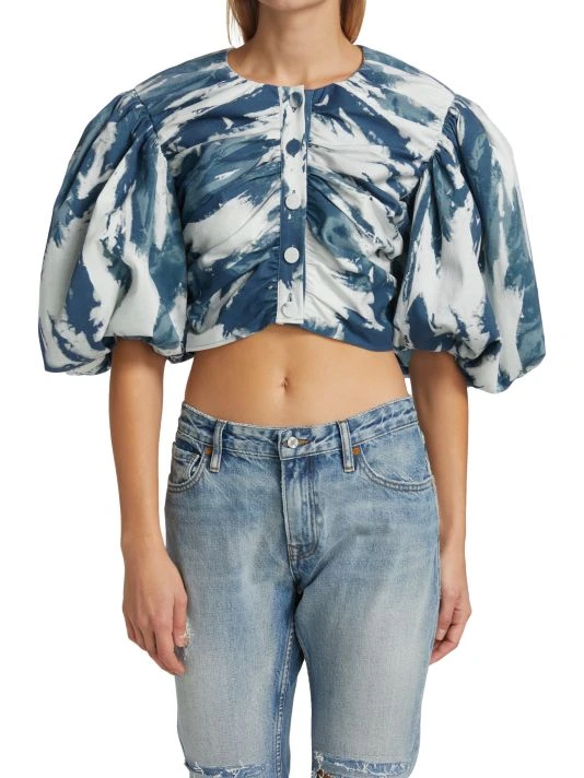 Frame Ruched Puff-Sleeve Crop Top 5 Frame Ruched Puff-Sleeve Crop Top - Image 3