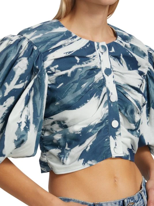 Frame Ruched Puff-Sleeve Crop Top 8 Frame Ruched Puff-Sleeve Crop Top - Image 6