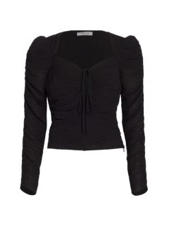 Frame Ruched Tie-Neck Top