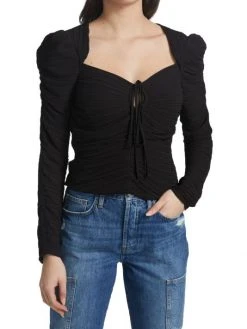 Frame Ruched Tie-Neck Top -Frame Sales Store unnamed file 2487