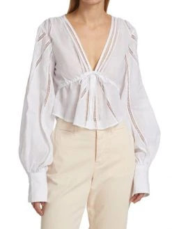 Frame Cropped Inset Lace Blouse -Frame Sales Store unnamed file 2610