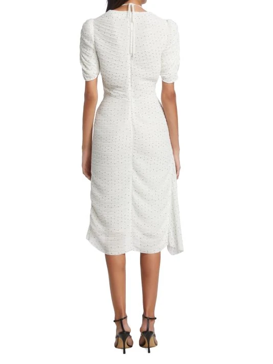 Frame Polka Dotted Gathered Keyhole Tie-Neck Dress 7 Frame Polka Dotted Gathered Keyhole Tie-Neck Dress - Image 5