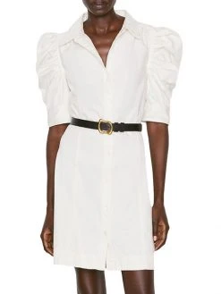 Frame Gillian Cotton Puff-Sleeve Dress -Frame Sales Store unnamed file 2681