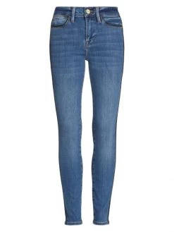 Frame Le High High-Rise Piped Stretch Skinny Jeans