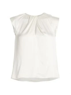 Frame Silk Twist Neck Top Off White