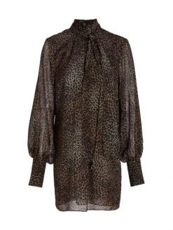 Frame Tie-Neck Silk Minidress