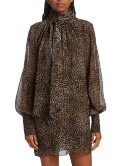 Frame Tie-Neck Silk Minidress -Frame Sales Store unnamed file 311