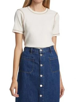 Frame Contrast Stitch Rib-Knit T-Shirt -Frame Sales Store unnamed file 433