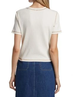 Frame Contrast Stitch Rib-Knit T-Shirt -Frame Sales Store unnamed file 435