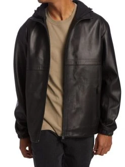 Frame Hooded Drawcord Leather Windbreaker For Men -Frame Sales Store unnamed file 560