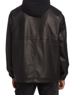 Frame Hooded Drawcord Leather Windbreaker For Men -Frame Sales Store unnamed file 562
