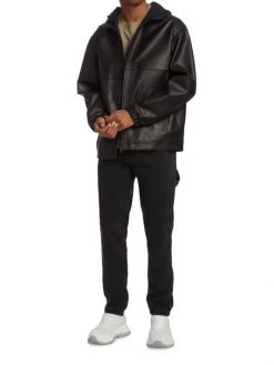 Frame Hooded Drawcord Leather Windbreaker For Men -Frame Sales Store unnamed file 563