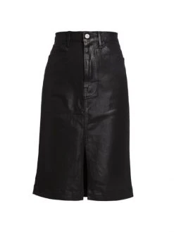 Frame Coated A-Line Midi Skirt