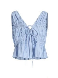 Frame Sleeveless Cinched Crinkled Top Terracotta