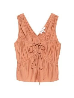 Frame Sleeveless Cinched Crinkled Top Terracotta -Frame Sales Store unnamed file 595